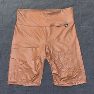Faux leather biker shorts